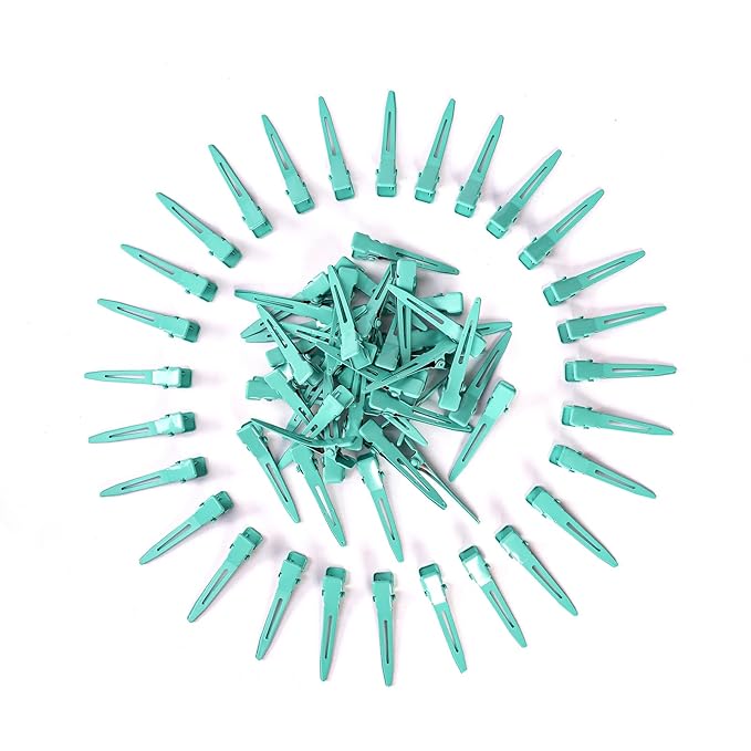 100 Packs silvery Alligator Curl Clips, bandenger 1.8 Inch Single Prong Clips Hair Accessories,for Girls and Women,Hair Styling,Hair Coloring, Random Color (green)