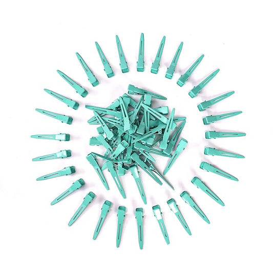 100 Packs silvery Alligator Curl Clips, bandenger 1.8 Inch Single Prong Clips Hair Accessories,for Girls and Women,Hair Styling,Hair Coloring, Random Color (green)