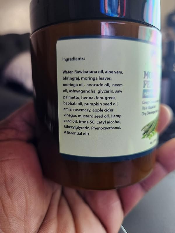 MORINGA & FENUGREEK HAIR MASK- HAIR treatment masque- Conditioner for Dry or Damaged Hair & dandruff (8 Ounces)