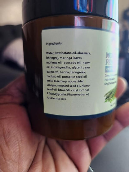 MORINGA & FENUGREEK HAIR MASK- HAIR treatment masque- Conditioner for Dry or Damaged Hair & dandruff (8 Ounces)