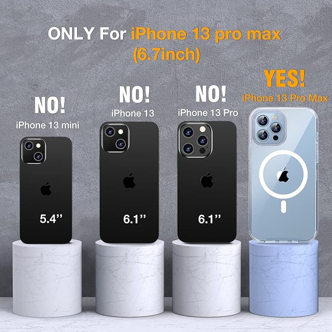 Miracase Magnetic for iPhone 13 Pro Max Case 6.7'' [Compatible with Magsafe] Full-Body Military Drop Proof 13 Pro Max Phone Case Cover with Built-in 9H Tempered Glass Screen Protector, Magnetic Clear