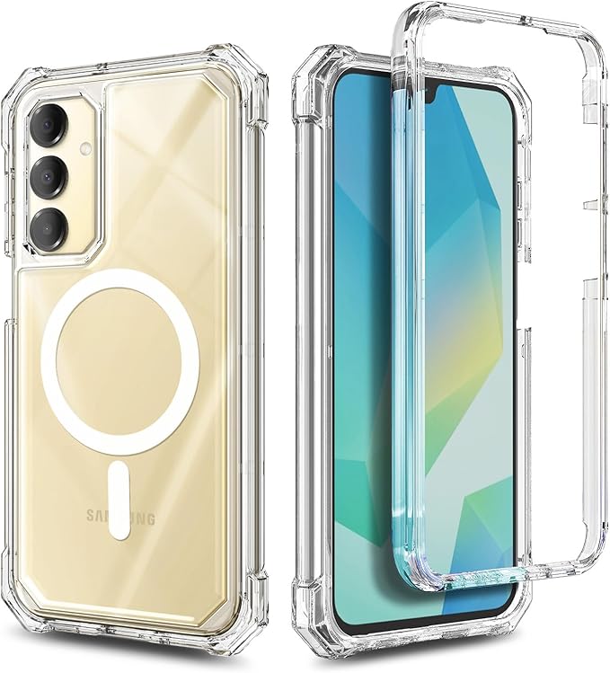 Designed for Samsung Galaxy A16 5G/4G Phone Case, Magnetic Compatible with MagSafe, [Raised Corners Drop Protection] Shockproof Protective Bumper Cover (Clear)