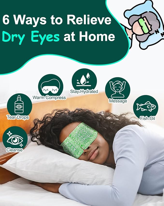 16 Packs Steam Eye Masks for Dry Eyes, SPA Warm Eye Mask, Relief Eye Fatigue Hot Sleep Eye Mask for Puffy Eyes Mask, Disposable Moist Heating Compress Pads for Sleeping, Christmas Gift, Unscented