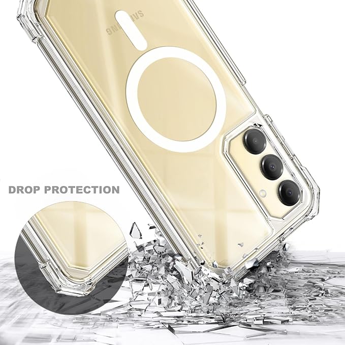 Designed for Samsung Galaxy A16 5G/4G Phone Case, Magnetic Compatible with MagSafe, [Raised Corners Drop Protection] Shockproof Protective Bumper Cover (Clear)