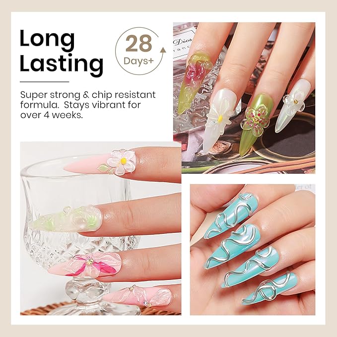 MIZHSE 100g Solid Builder Gel for Nails, Large Capacity Clear Hard Gel 3D Sculpting for Nail Art U V LED Builder Kit with 3D Silicone Pen, for Salon Home DIY