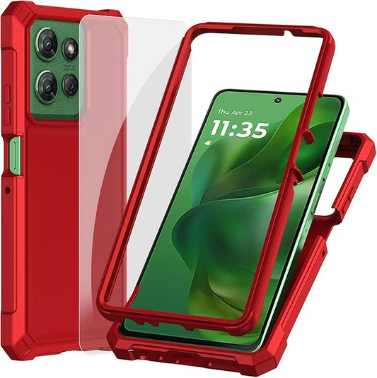 Ailiber Case for Motorola G Stylus 5G 2025, Moto G Stylus 2025 Phone Case with Screen Protector, Dual Layer TPU Bumper Protective, Rugged Silicone Scratch Resistant, Heavy Duty Shockproof Cover-Red