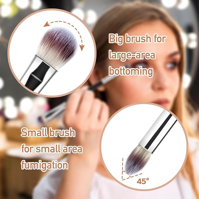 1PCS 3 Head Eyebrow Eyelash Shaper Eyelash Comb for Separating Lashes Shaping Brow+1PCS Professional Blending Eyeshadow Brush Eye Makeup Brush for Concealer Eyebrows Eyeliner Makeup Tool