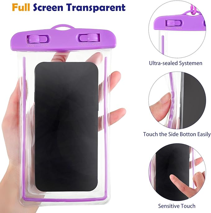 Flutesan 40 Pack Universal Clear Waterproof Phone Pouch Cell Phone Pouch Dry Bag Waterproof Cases Bag with Lanyard for Outdoor Sport Water Games Protect, up to 7 Inches(Multicolor)