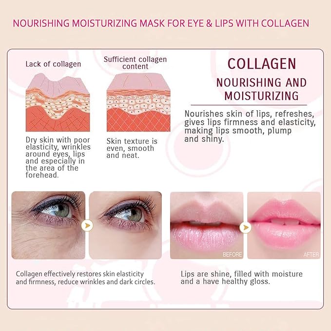 30 Pairs Lip Masks & 24K Gold Eye Masks, Crystal Collagen Eye Patches for Puffy Eyes, Moisturizing & Reduce Wrinkles, Lip Care & Under Eye Mask for Dark Circles and Puffiness