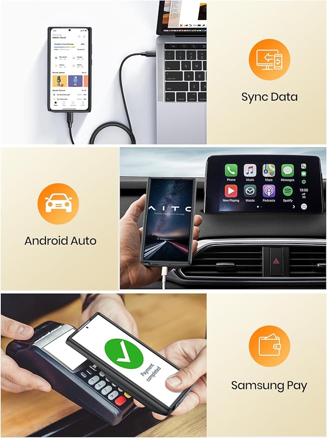 NEWDERY Battery Case for Samsung S24 Ultra,10000mAh Qi Wireless Charging, 18W Input Fast Charging, Sync Data Supported, Portable Rechargeable Charger Case Battery Pack for Galaxy S24 Ultra 5G 6.8“