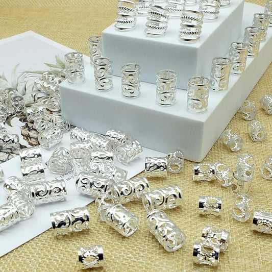 100 PCS Loc Hair Jewelry for Women - Braids & Dreadlocks Accessories - Metal Hair Clips, Adjustable Cuffs & Braiding Rings