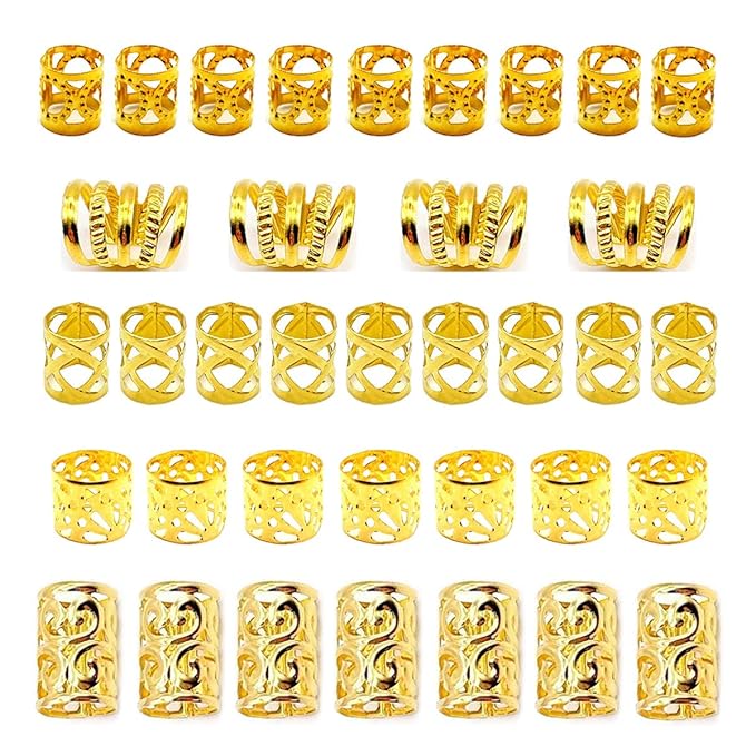 100 PCS Gold Hair Accessories Loc Hair Jewelry for Braids, Dreadlock Accessories for Women and Girls Adjustable braid Cuffs Braiding Hair Rings Decoration
