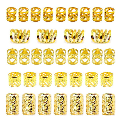 100 PCS Gold Hair Accessories Loc Hair Jewelry for Braids, Dreadlock Accessories for Women and Girls Adjustable braid Cuffs Braiding Hair Rings Decoration