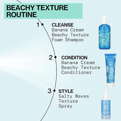 Pacifica Beauty, Salty Waves Texture Sea Salt Spray for Hair, Beachy Waves, Wavy Hair Products, Hydrating, Banana Scent, Curl Enhancing, Paraben Free, Sulfate Free, Vegan & Cruelty Free