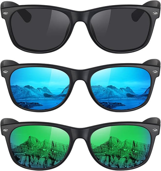 MEETSUN Classic Polarized Sunglasses for Women Men Trendy Retro Sun Glasses for Driving UV Protection (3 Pack)