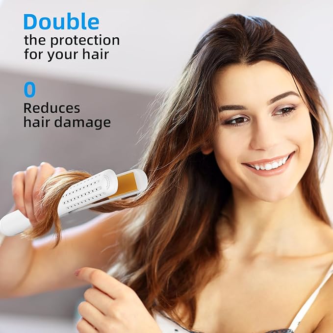 360°Airflow Styler | Wizchark Flat Iron Hair Straightener | Professional Curling Iron with Cooling Air Vents | 2 in 1 Hair Straightener and Curler | Dual Voltage Hair Tools