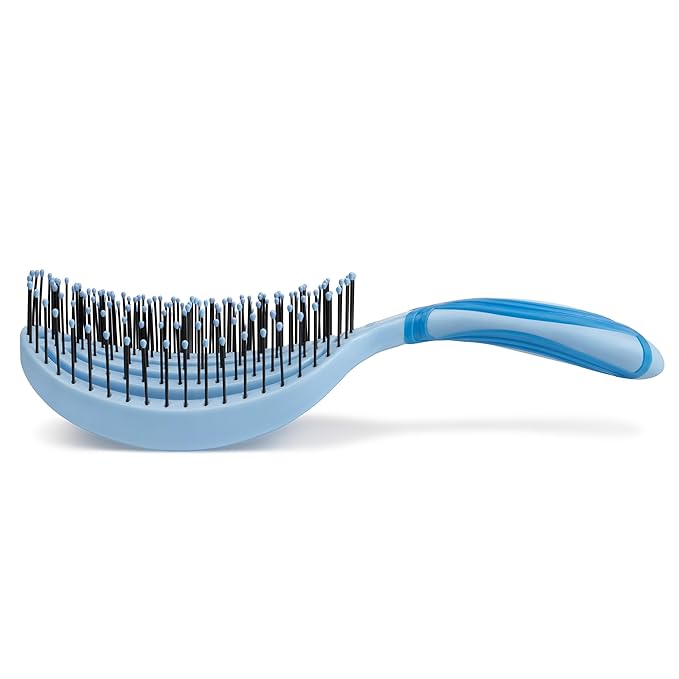 NuWay 4HAIR® DoubleC PRO® U.S. Patented Double Curved Detangling Brush is Hair Dryer Safe (Ocean Blue)