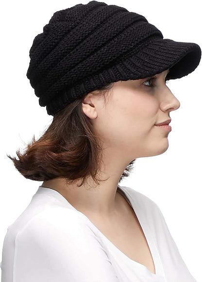 C.C Hatsandscarf Exclusives Women's Ribbed Knit Hat with Brim (YJ-131)(YJ-2023)