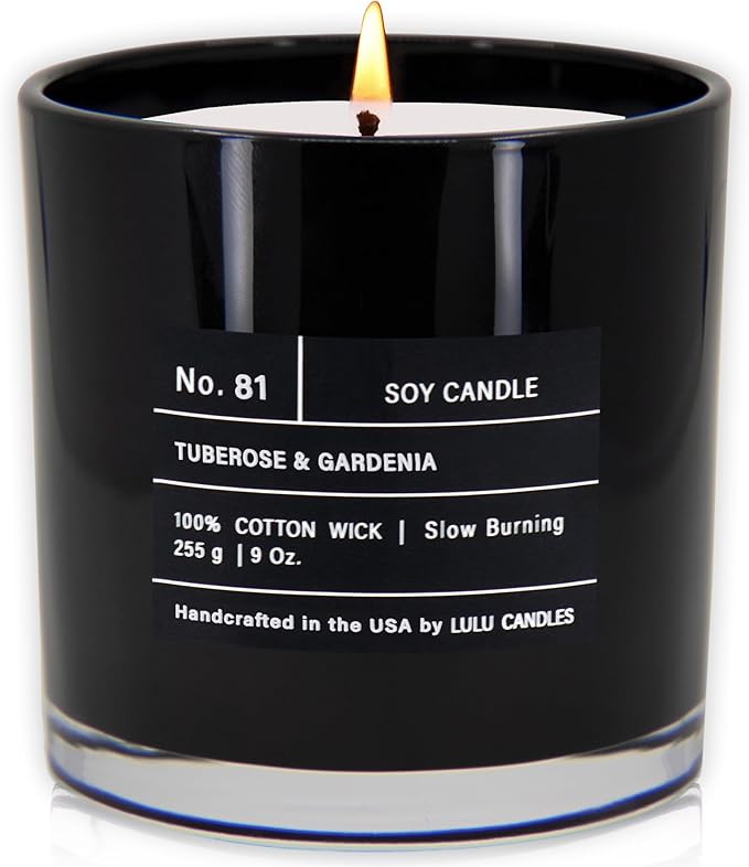 Lulu Candles | Tuberose & Gardenia | Luxury Scented Soy Jar Candle | Hand Poured in The USA | Highly Scented & Long Lasting (9 Oz.)