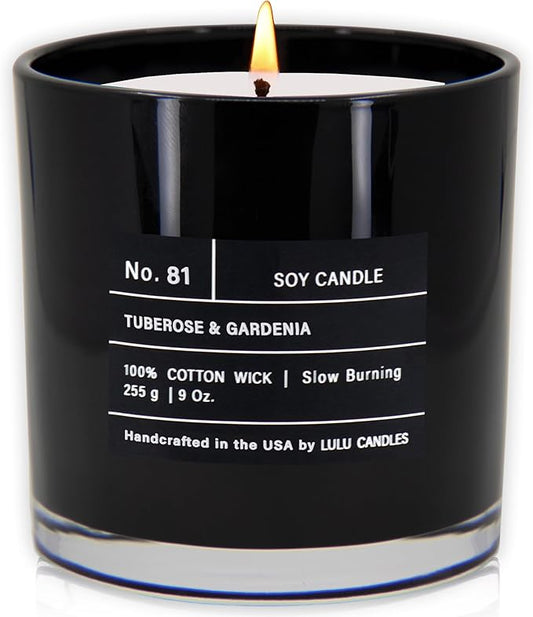 Lulu Candles | Tuberose & Gardenia | Luxury Scented Soy Jar Candle | Hand Poured in The USA | Highly Scented & Long Lasting (9 Oz.)