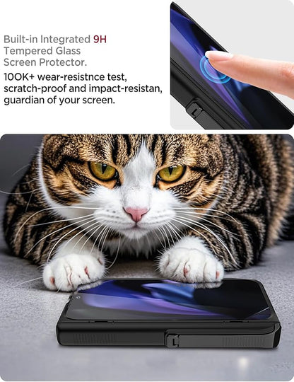 Miimall Slim Cases for Google Pixel 9 Pro Fold Phone Case,[Invisive Kickstand & Drop Protection] Full Body Anti Scratch Slim Thin Drop Proof Cover Phone Case for Google Pixel Fold 2, Matte Black