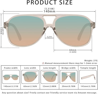 YDAOWKN Retro Aviator Sunglasses for Women Mens Large Frame Classic Vintage 70s Sun Glasses Aviators