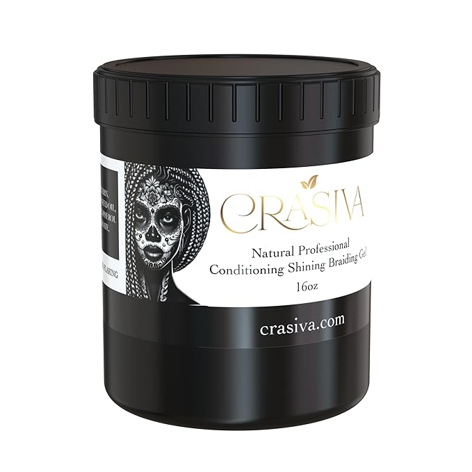 Natural Hair Gel, Organic Professional Protien-Rich Braiding/Edge Control Megahold Conditioning & Shining Jam, 16 oz