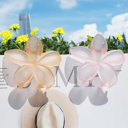 Hawaiian Flower Hair Clips for Women 6 Pack Flower Hair Claw Clips Plumeria Claw Clips for Thin Hair Large Claw Clips for Thick Hair Beach Tropical Hair Accessories for Girls - Ice cream