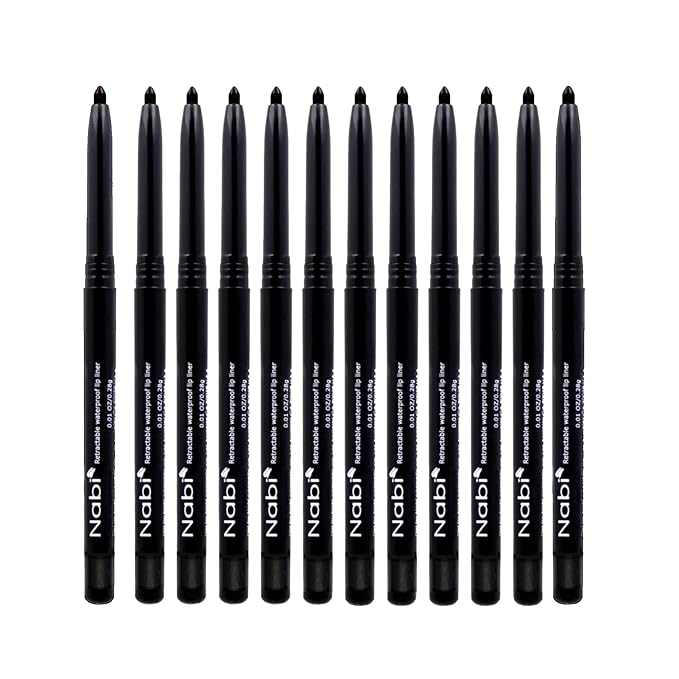 Nabi Retractable Waterproof Eyeliner Pencil – 12‑Pack Smudge‑Proof, Long‑Lasting & Hypoallergenic Professional Makeup Eyeliner for Sensitive Eyes