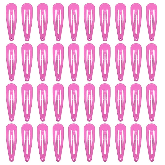 40 Counts Colorful Metal Snap Hair Clips 2 Inch Barrettes for Women Accessories (hotpink)