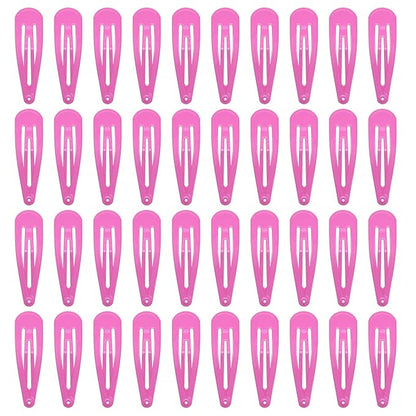 40 Counts Colorful Metal Snap Hair Clips 2 Inch Barrettes for Women Accessories (hotpink)