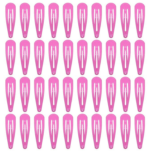 40 Counts Colorful Metal Snap Hair Clips 2 Inch Barrettes for Women Accessories (hotpink)