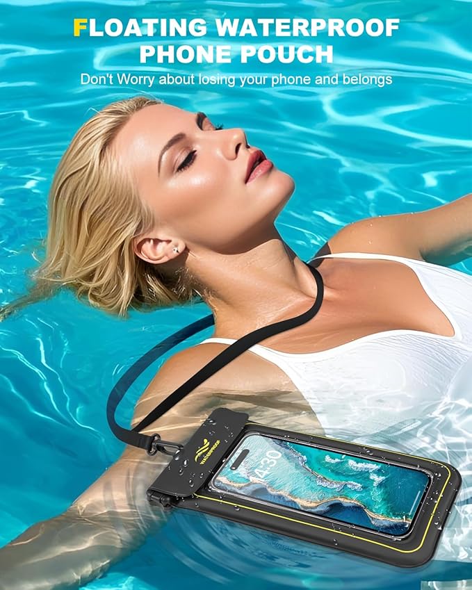 2-in-1 Waterproof Phone Pouch & Phone Armband Floating, Underwater Waterproof Phone Cases with Detachable Strap, Waterproof Bags Up to 6.7", Beach Vacation Essentials Water Park Essentials