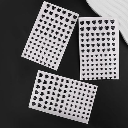 264Pcs Heart Face Gems Love Gems, Self-Adhesive Face Jewels Rhinestones 5/7/10 mm DIY Face Gems Stick on, Valentine Makeup Gems Rave Accessories for Face Eyes Hair Makeup Body, Crafts (Black)