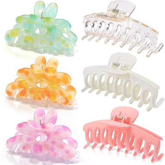 ISCRM Hair Claw Clips for Women Girls,Big Claw Clips for Thick/Thin Hair Claws,Kawaii Cute Hair Clips for Fine Hair Clups Hair Clamp Bulk,Summer Beach Hair Styling Accessories Womens (Colorful)