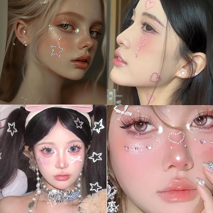 NOOEPC Face Gems Hair Gems, Self-Adhesive Face Jewels Eye Jewels Rhinestones DIY Face Gems Stick on, Hair Body Rhinestones Gems Crystals Pearls for Face Eyes Makeup Body, Crafts