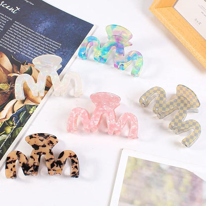 Jayongnee Multicolored Women's Hair Claw Clips - 5Pcs Large Claws for Thick and Thin Hair