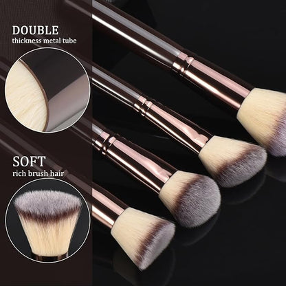10Pcs Makeup Brush Set With Sponges And Drying/Storage Case，Best Gift For Women/Girls, Used For Powder, Foundation, Highlight, Eye Shadow, Concealer, Etc., Suitable For Beginners (Coffee 13pcs)