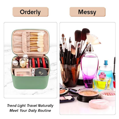 OCHEAL Travel Makeup Bag, Cosmetic Bags for Women Makeup Bags Case Organizer Large Capacity Travel Toiletry Bag Storage with Divider and Handle for Cosmetics Toiletries Brushes Tools-Rose Gold
