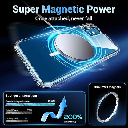 for iPhone 11 Case [Compatible with MagSafe] Clear Non-Yellowing Slim Shockproof Anti-Fingerprint Anti-Scratch Protective Cover for 6.1'' Clear