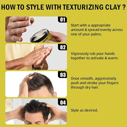 Hair Clay For Men, Extreme Hold & Matte Finish Molding Hair Styling Products, 24 Hours Hold and Easy Wash Hair Wax Paste, No-greasy Formula, Volumizing & Texturizing Men's Hair Clay Paste