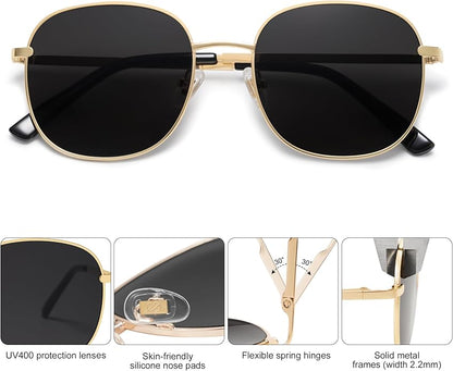 SOJOS Classic Trendy Square Sunglasses for Women Men Cute Big Frame Gold Shades SJ1137