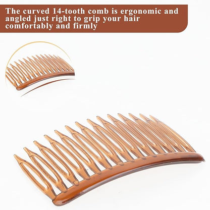 12 Pcs Side Combs French Twist 14 Teeth Decorative Hair Accessories Vintage Style Clips Pins Plastic Fine Styling Comb for Women Bridal Long Curly Hair