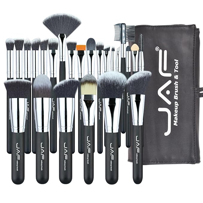 JAF Makeup Brush Set Professional 24 Pcs Synthetic Make Up Brushes with Case Bag