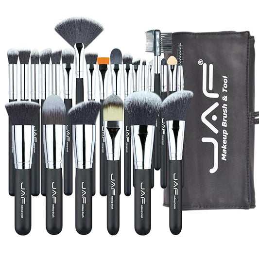 JAF Makeup Brush Set Professional 24 Pcs Synthetic Make Up Brushes with Case Bag