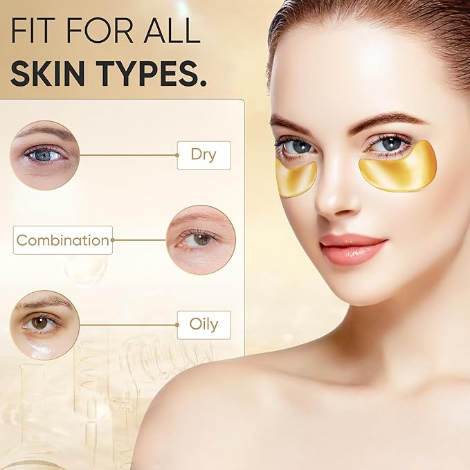 20 Pairs 24K Gold Eye Mask Collagen Under Eye Mask Patches for Dark Circle Puffiness, Refresh, Revitalizing, Travel, Wrinkles, Eye Patches
