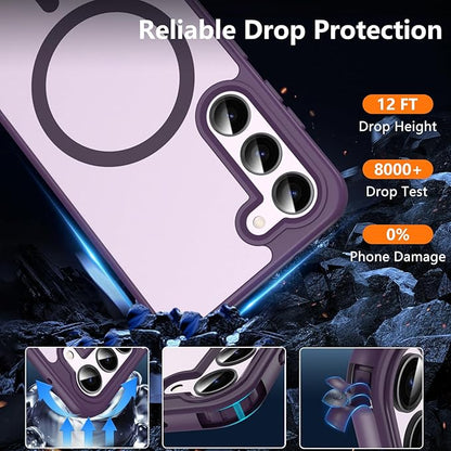 OWKEY for Galaxy S23 Case 6.1'', Magnetic Samsung Galaxy S23 Case for Magsafe with Screen Protector, [Military Grade Protection] Shockproof Phone Cover S23 Case Protective Case for Samsung S23, Purple