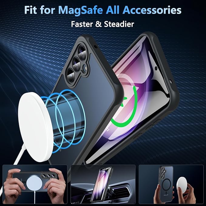For Samsung Galaxy S23 FE Case 6.4'', Magnetic Galaxy S23 FE Case Compatible with Magsafe with Screen Protector [Military-Grade Protection] Shockproof Phone Case Samsung S23 FE Protective Cover, Black