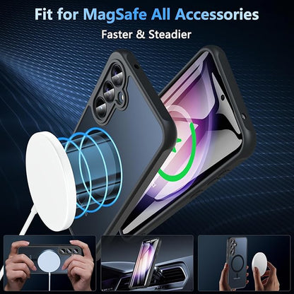 For Samsung Galaxy S23 FE Case 6.4'', Magnetic Galaxy S23 FE Case Compatible with Magsafe with Screen Protector [Military-Grade Protection] Shockproof Phone Case Samsung S23 FE Protective Cover, Black