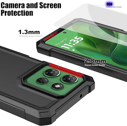 Ailiber for Moto G Stylus 2025 Phone Case, Motorola G Stylus 5G 2025 Case with Screen Protector, Dual Layer Protection, Shockproof Corner TPU Bumper, Heavy Duty Rubber Cell Phone Cover-Black